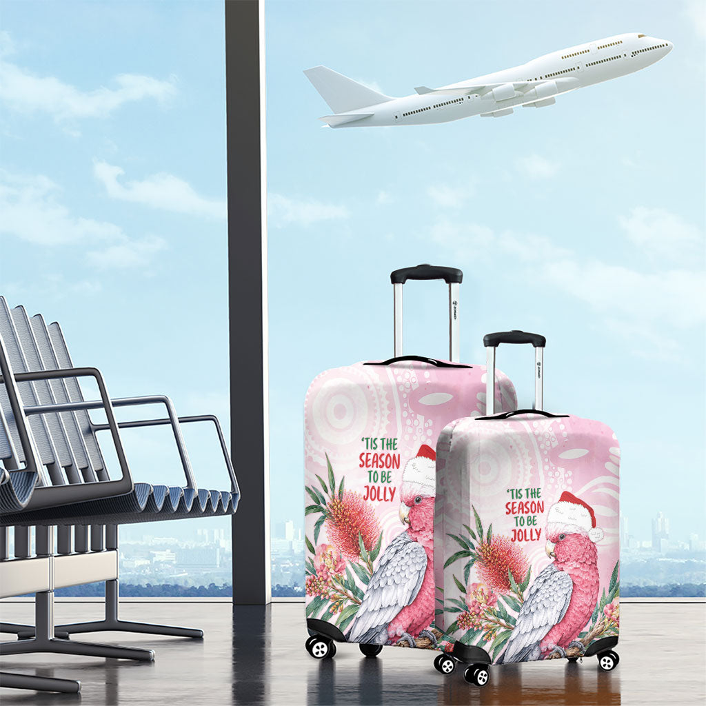 Pink Galah Christmas Australia Luggage Cover Watercolor Painting Aboriginal Art