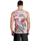 Pink Galah Christmas Australia Men Tank Top Watercolor Painting Aboriginal Art