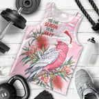 Pink Galah Christmas Australia Men Tank Top Watercolor Painting Aboriginal Art