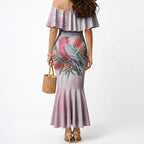 Pink Galah Christmas Australia Mermaid Dress Watercolor Painting Aboriginal Art
