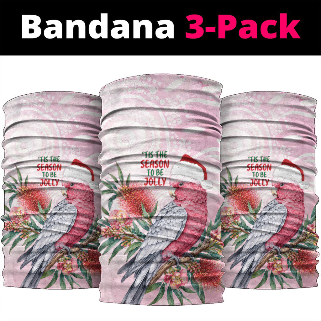 Pink Galah Christmas Australia Neck Gaiter Watercolor Painting Aboriginal Art