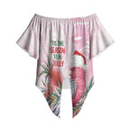 Pink Galah Christmas Australia Off Shoulder Wrap Waist Top Watercolor Painting Aboriginal Art