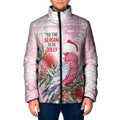 Pink Galah Christmas Australia Padded Jacket Watercolor Painting Aboriginal Art