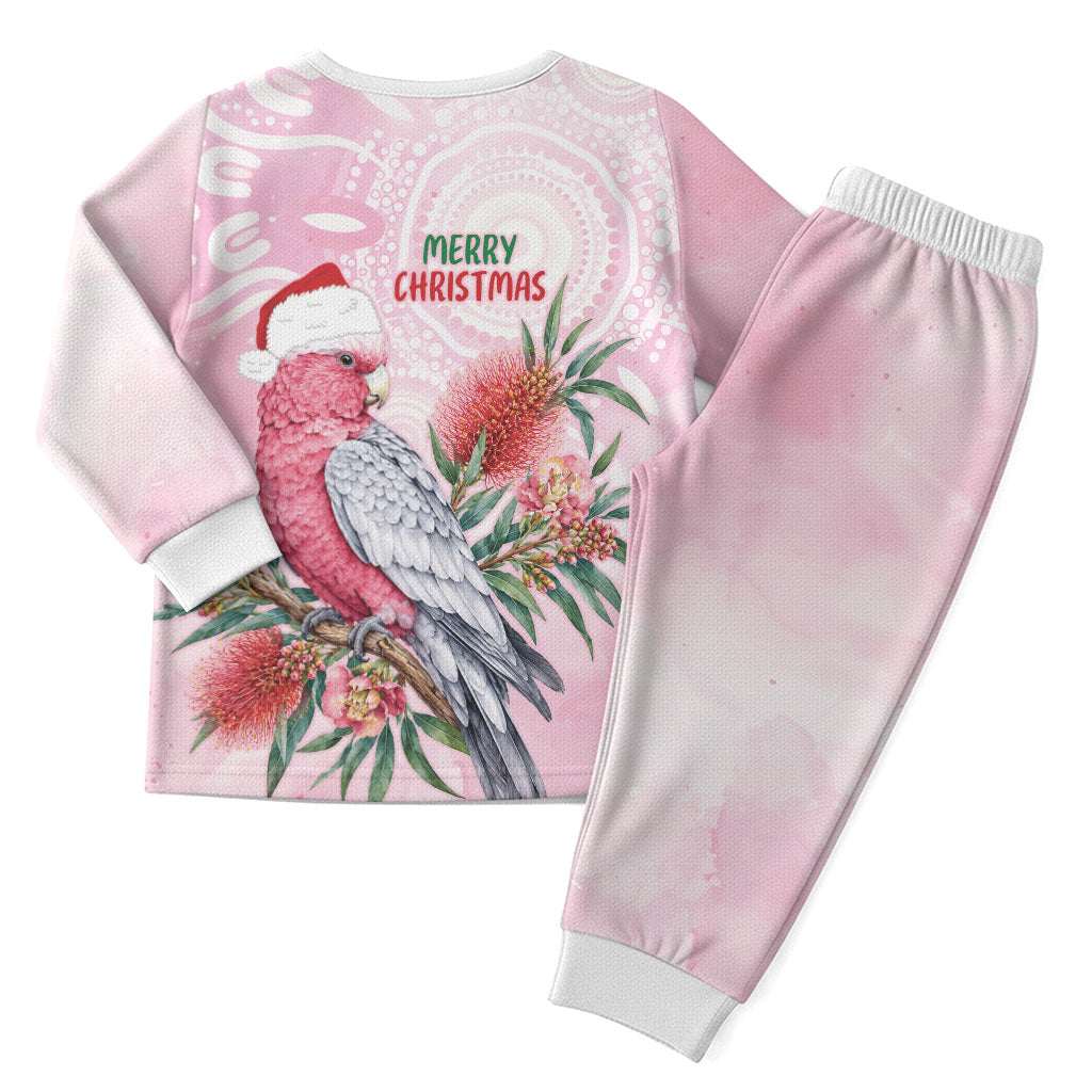 Pink Galah Christmas Australia Christmas Pajama Set Watercolor Painting Aboriginal Art