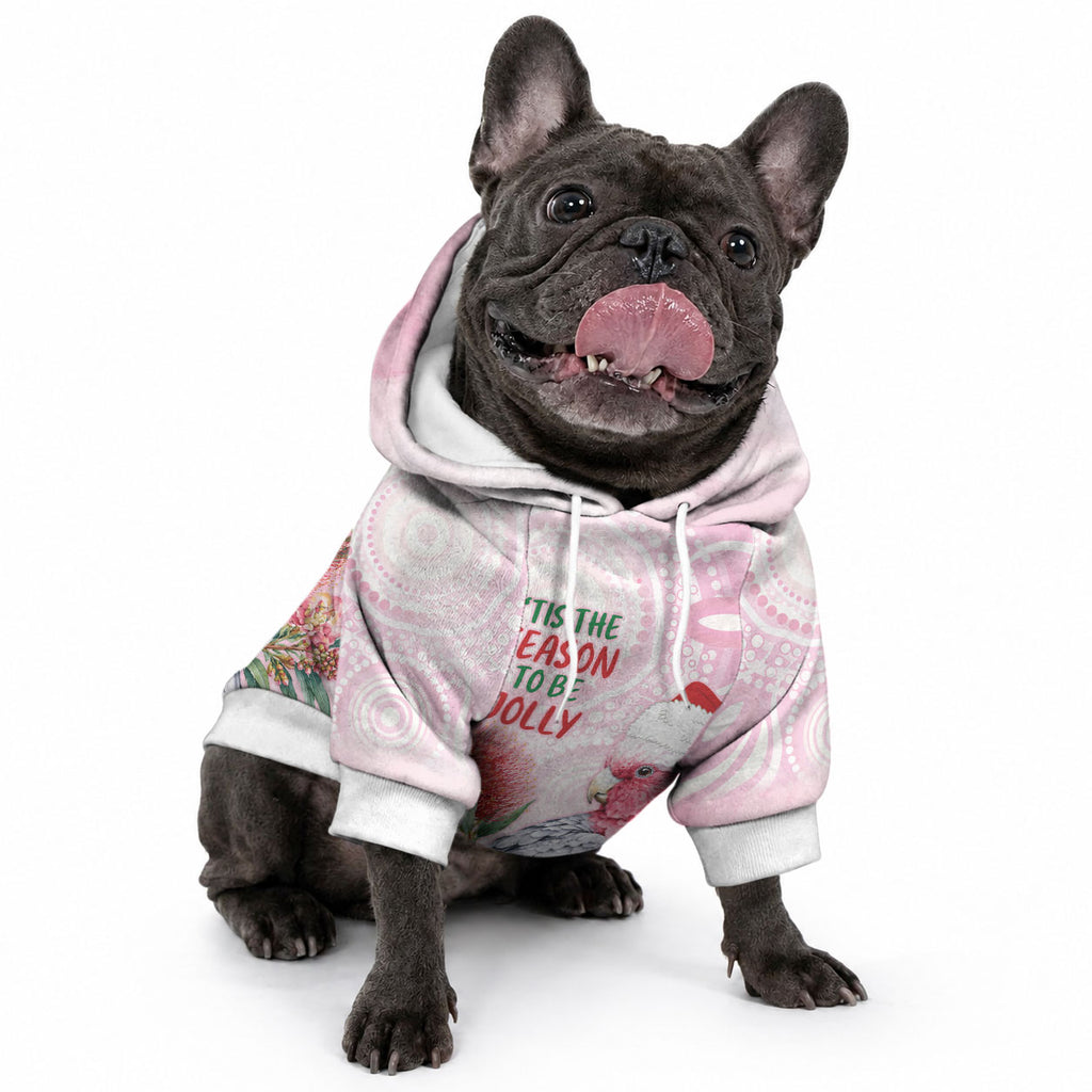 Pink Galah Christmas Australia Pet Hoodie Watercolor Painting Aboriginal Art