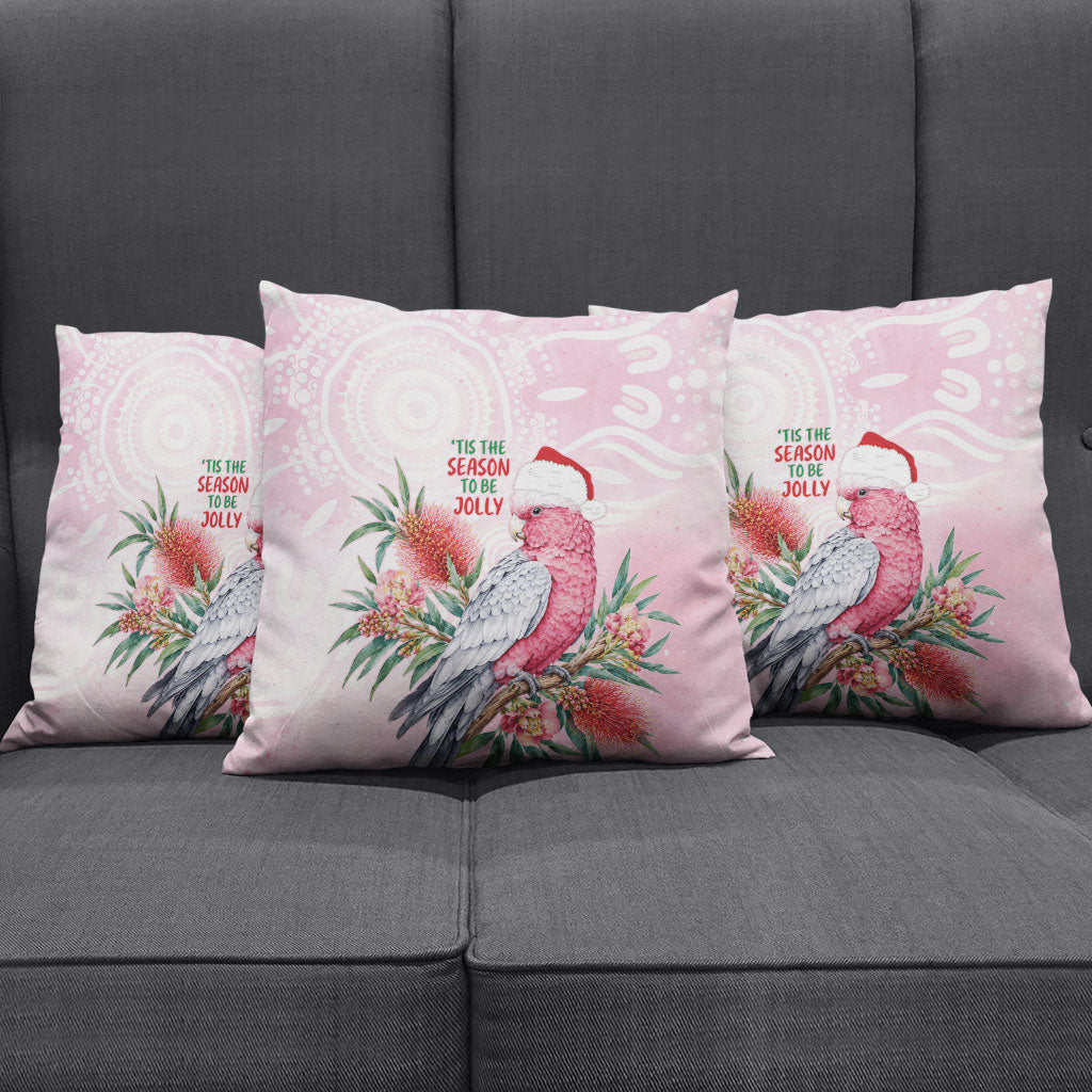Pink Galah Christmas Australia Pillow Cover Watercolor Painting Aboriginal Art