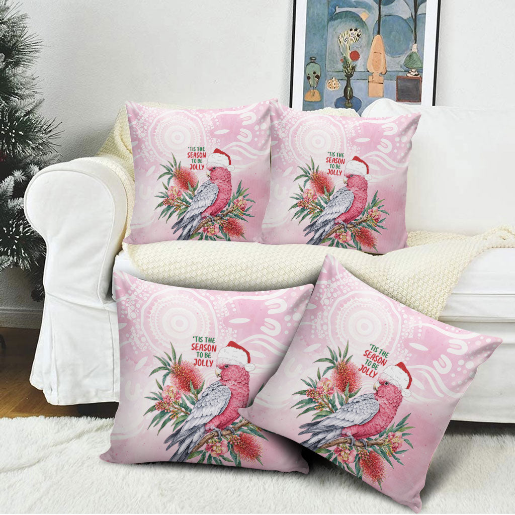 Pink Galah Christmas Australia Pillow Cover Watercolor Painting Aboriginal Art