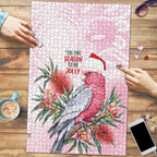 Pink Galah Christmas Australia Puzzle Watercolor Painting Aboriginal Art