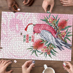 Pink Galah Christmas Australia Puzzle Watercolor Painting Aboriginal Art