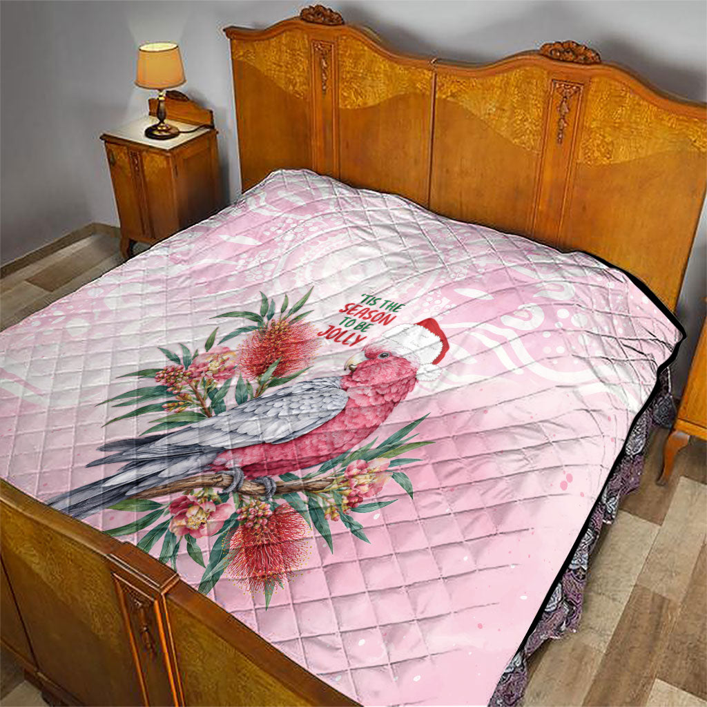 Pink Galah Christmas Australia Quilt Watercolor Painting Aboriginal Art