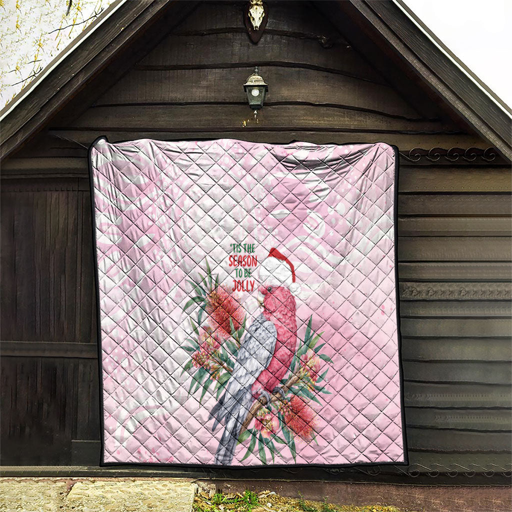Pink Galah Christmas Australia Quilt Watercolor Painting Aboriginal Art