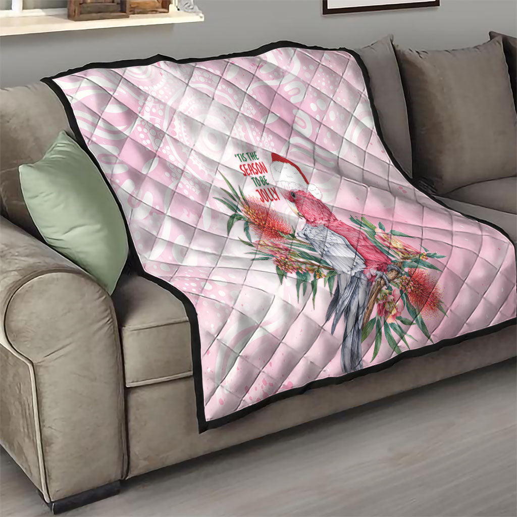Pink Galah Christmas Australia Quilt Watercolor Painting Aboriginal Art