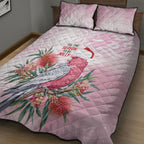 Pink Galah Christmas Australia Quilt Bed Set Watercolor Painting Aboriginal Art