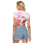 Pink Galah Christmas Australia Raglan Cropped T Shirt Watercolor Painting Aboriginal Art