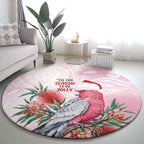 Pink Galah Christmas Australia Round Carpet Watercolor Painting Aboriginal Art