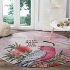 Pink Galah Christmas Australia Round Carpet Watercolor Painting Aboriginal Art
