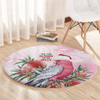 Pink Galah Christmas Australia Round Carpet Watercolor Painting Aboriginal Art