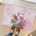 Pink Galah Christmas Australia Rubber Doormat Watercolor Painting Aboriginal Art