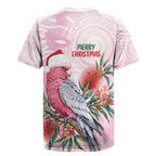Pink Galah Christmas Australia Rugby Jersey Watercolor Painting Aboriginal Art