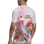 Pink Galah Christmas Australia Rugby Jersey Watercolor Painting Aboriginal Art