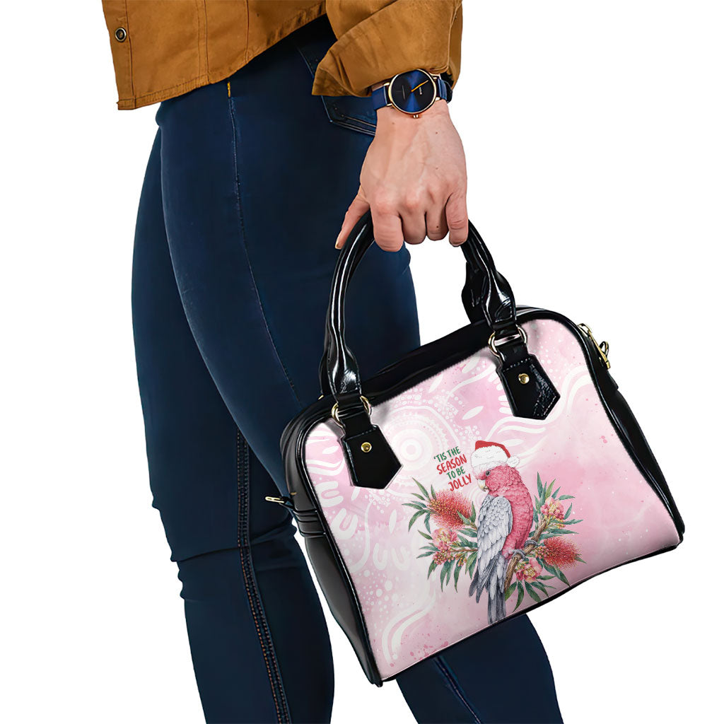 Pink Galah Christmas Australia Shoulder Handbag Watercolor Painting Aboriginal Art