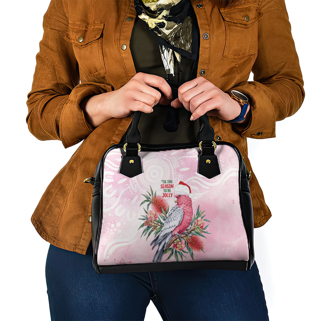 Pink Galah Christmas Australia Shoulder Handbag Watercolor Painting Aboriginal Art