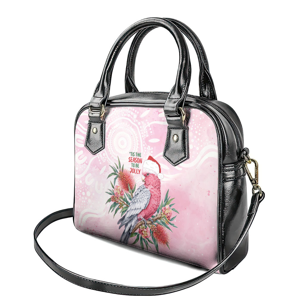 Pink Galah Christmas Australia Shoulder Handbag Watercolor Painting Aboriginal Art