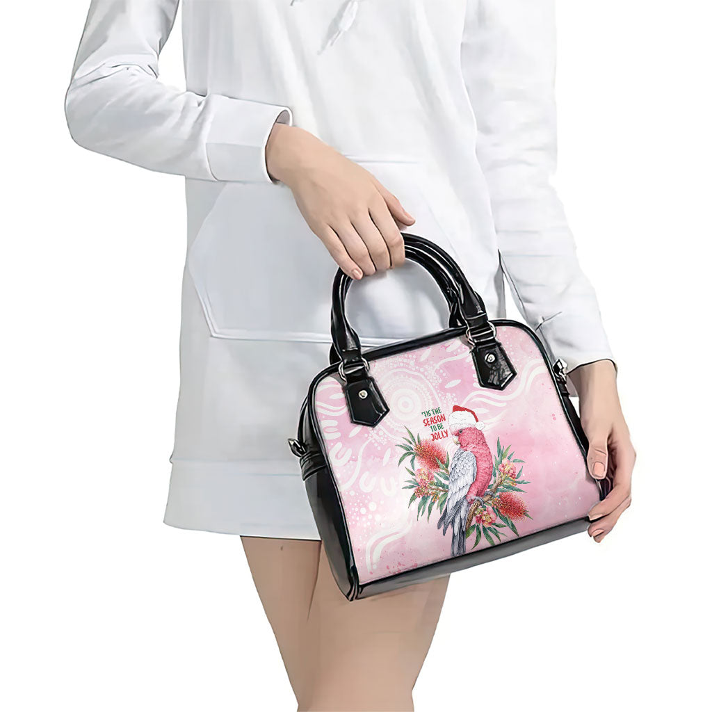 Pink Galah Christmas Australia Shoulder Handbag Watercolor Painting Aboriginal Art