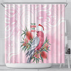 Pink Galah Christmas Australia Shower Curtain Watercolor Painting Aboriginal Art