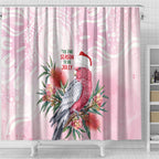 Pink Galah Christmas Australia Shower Curtain Watercolor Painting Aboriginal Art