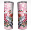 Pink Galah Christmas Australia Skinny Tumbler Watercolor Painting Aboriginal Art