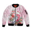 Pink Galah Christmas Australia Sleeve Zip Bomber Jacket Watercolor Painting Aboriginal Art