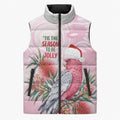Pink Galah Christmas Australia Sleeveless Puffer Jacket Watercolor Painting Aboriginal Art