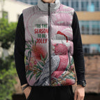 Pink Galah Christmas Australia Sleeveless Puffer Jacket Watercolor Painting Aboriginal Art