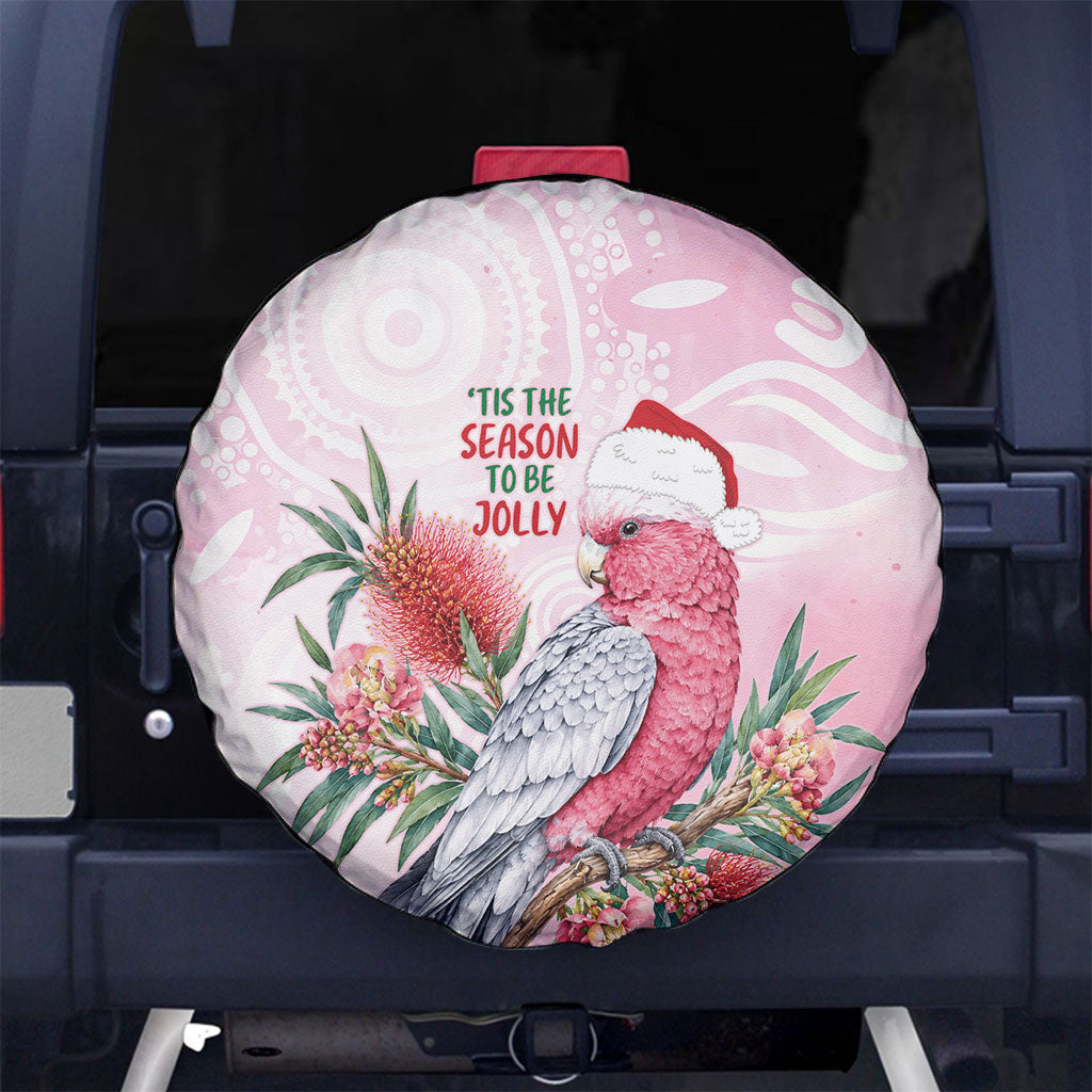 Pink Galah Christmas Australia Spare Tire Cover Watercolor Painting Aboriginal Art