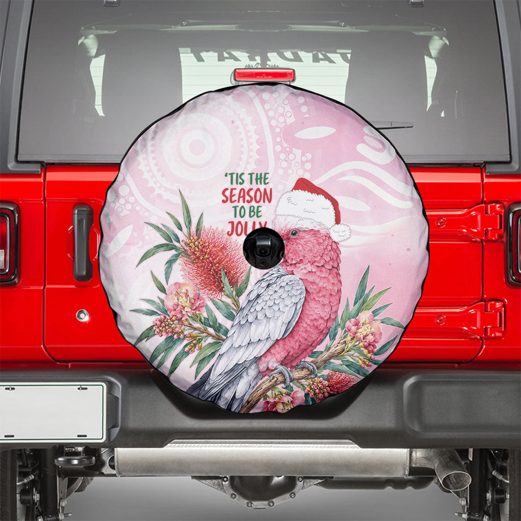 Pink Galah Christmas Australia Spare Tire Cover Watercolor Painting Aboriginal Art