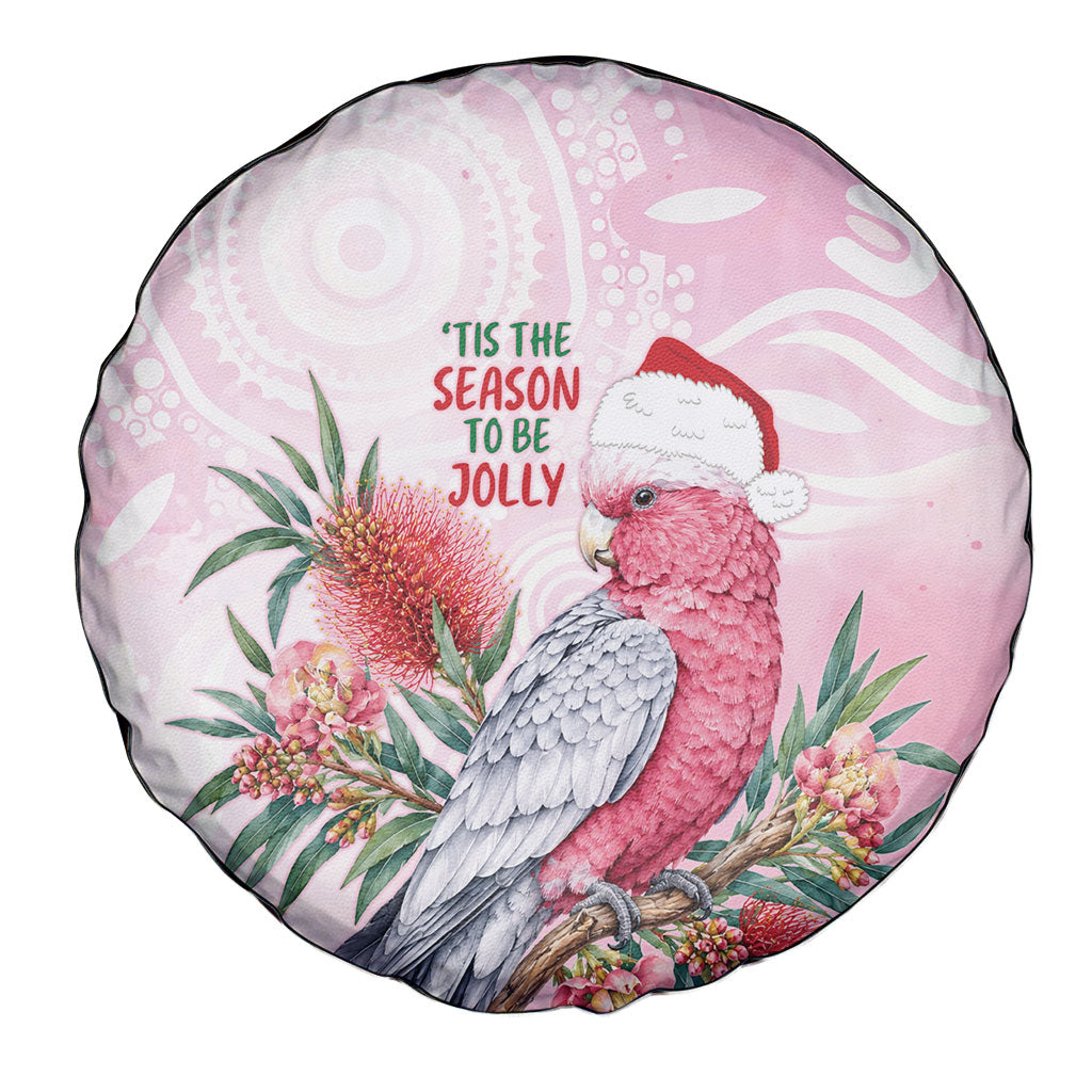 Pink Galah Christmas Australia Spare Tire Cover Watercolor Painting Aboriginal Art