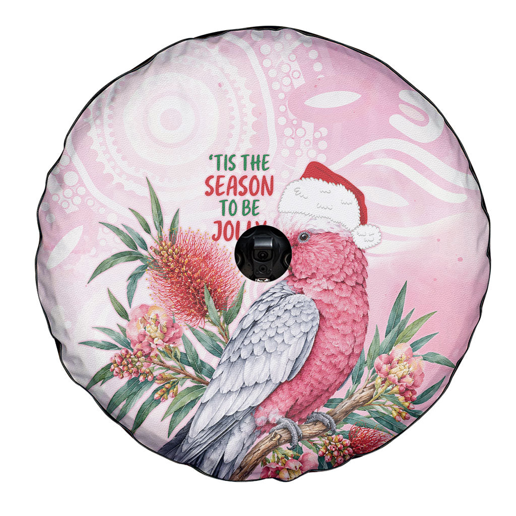 Pink Galah Christmas Australia Spare Tire Cover Watercolor Painting Aboriginal Art
