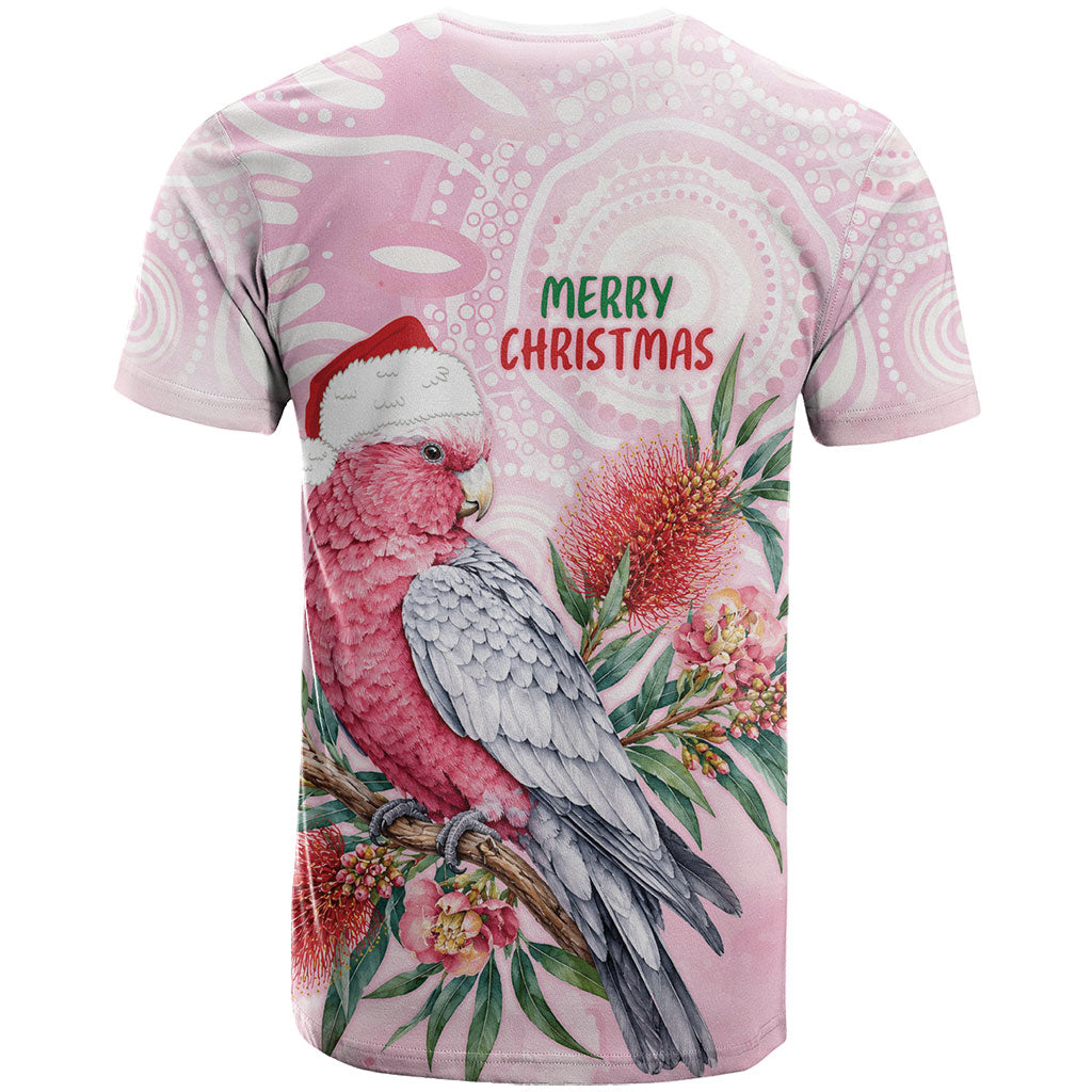Pink Galah Christmas Australia T Shirt Watercolor Painting Aboriginal Art
