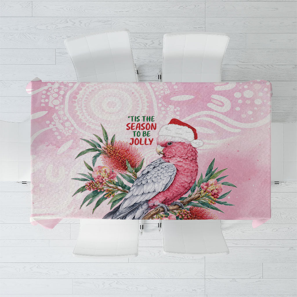 Pink Galah Christmas Australia Tablecloth Watercolor Painting Aboriginal Art