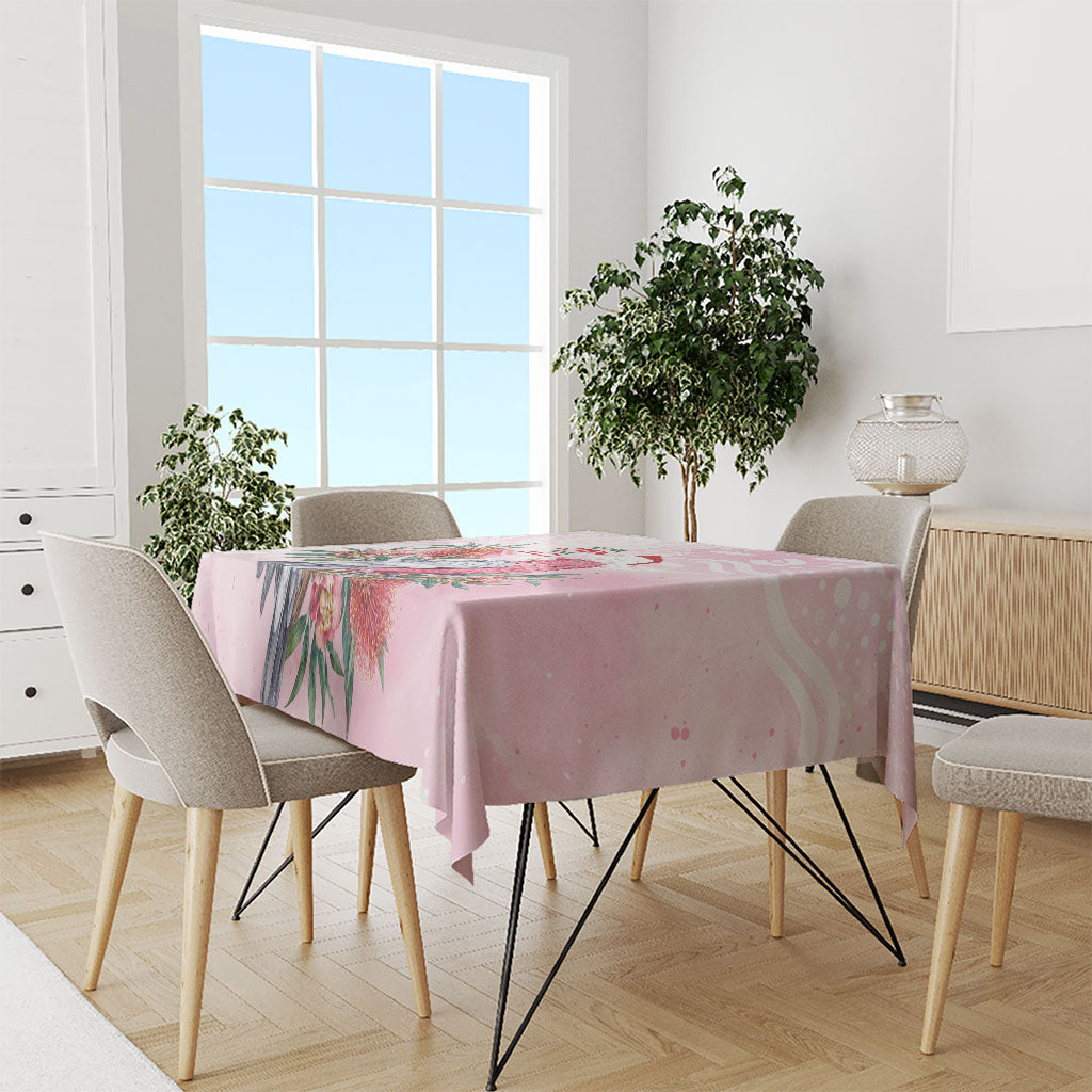 Pink Galah Christmas Australia Tablecloth Watercolor Painting Aboriginal Art