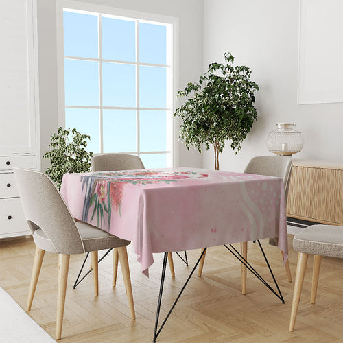 Pink Galah Christmas Australia Tablecloth Watercolor Painting Aboriginal Art