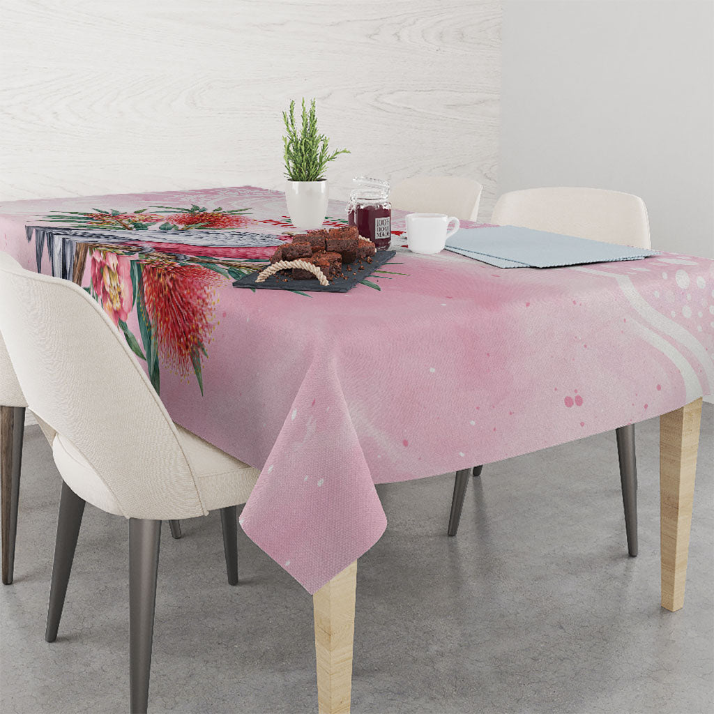 Pink Galah Christmas Australia Tablecloth Watercolor Painting Aboriginal Art