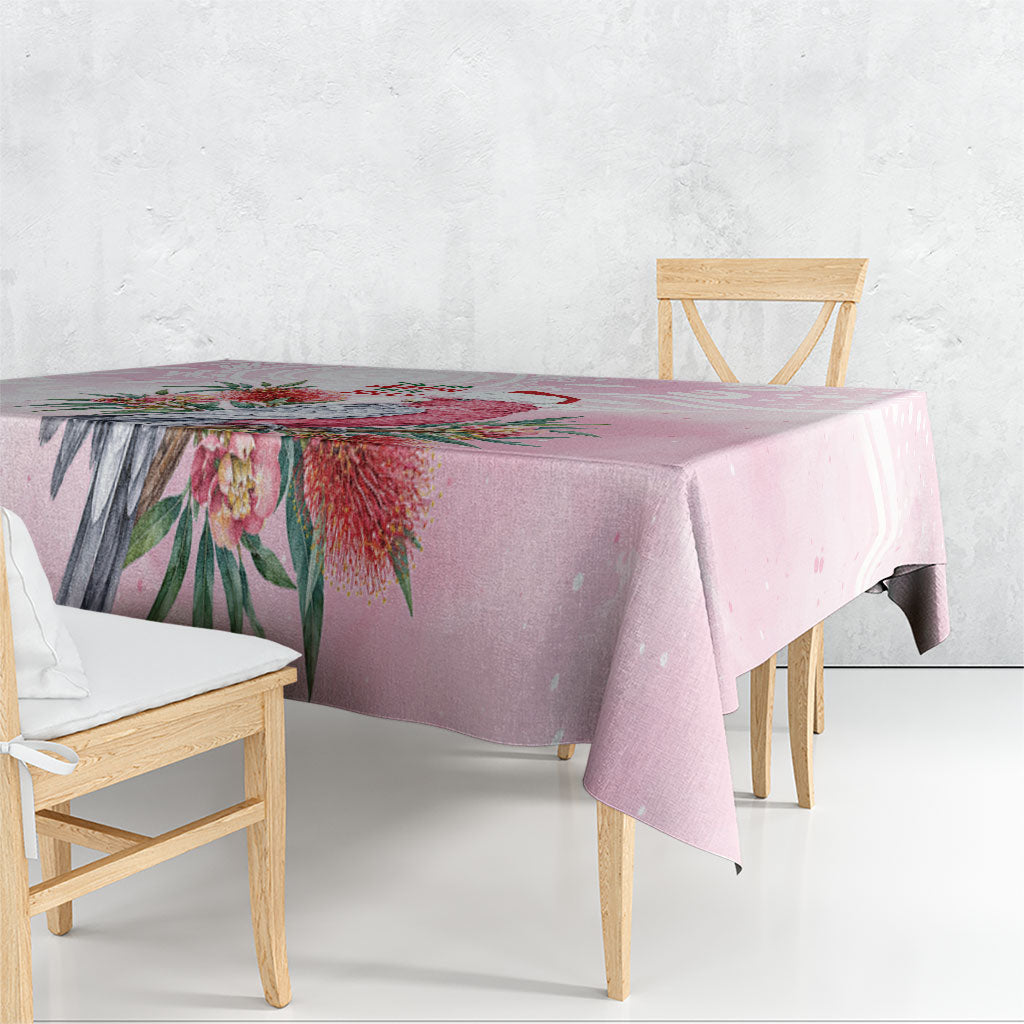 Pink Galah Christmas Australia Tablecloth Watercolor Painting Aboriginal Art