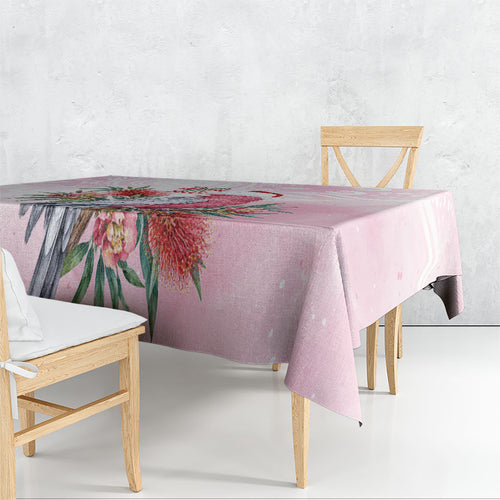Pink Galah Christmas Australia Tablecloth Watercolor Painting Aboriginal Art