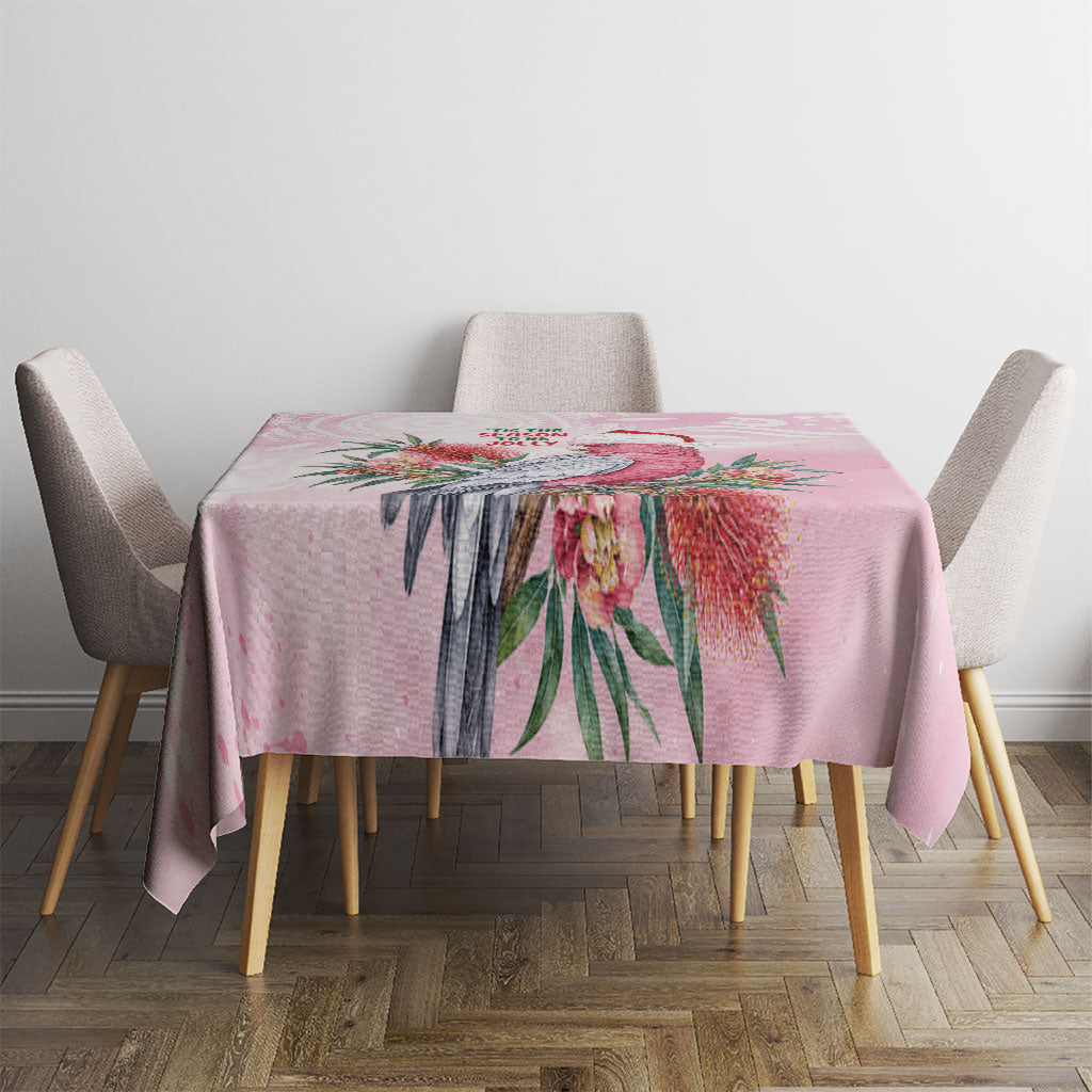 Pink Galah Christmas Australia Tablecloth Watercolor Painting Aboriginal Art