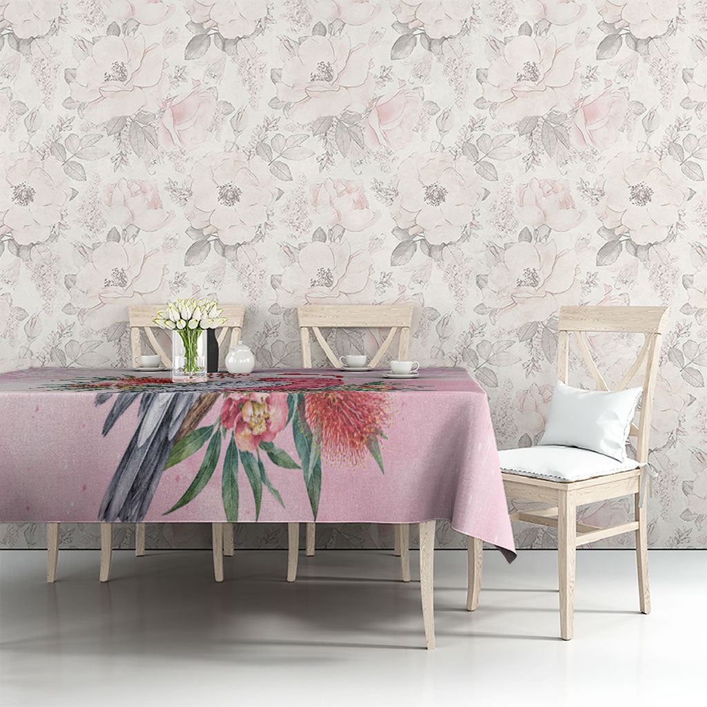 Pink Galah Christmas Australia Tablecloth Watercolor Painting Aboriginal Art