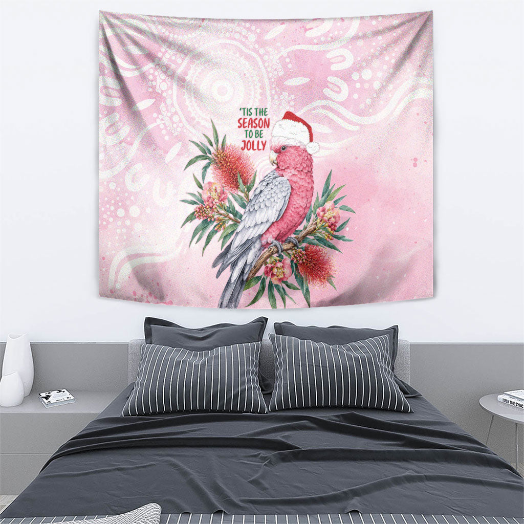 Pink Galah Christmas Australia Tapestry Watercolor Painting Aboriginal Art