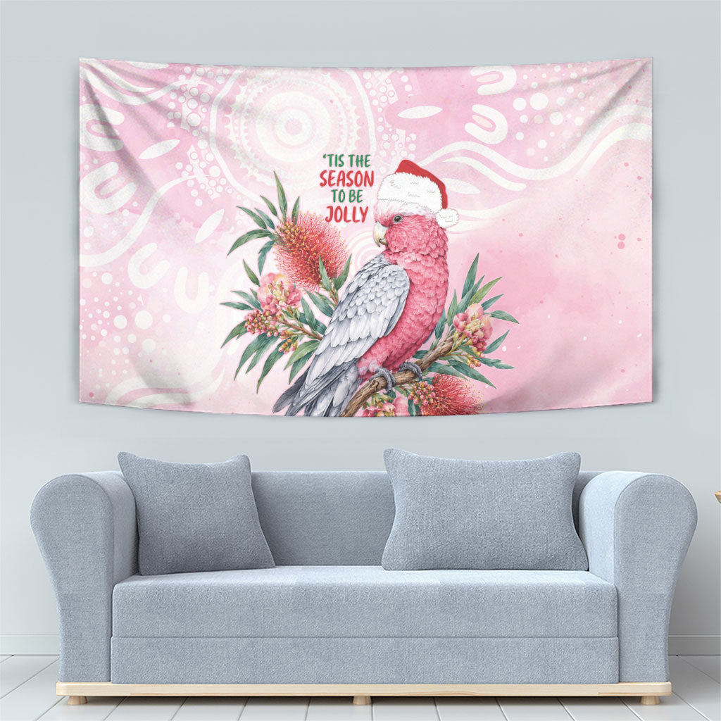 Pink Galah Christmas Australia Tapestry Watercolor Painting Aboriginal Art