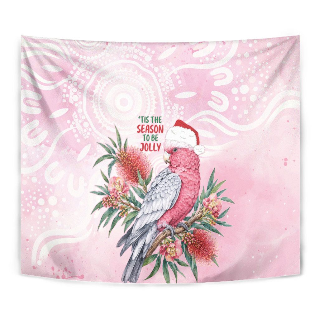 Pink Galah Christmas Australia Tapestry Watercolor Painting Aboriginal Art